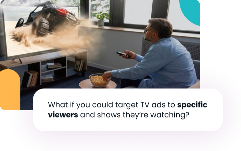 Man watching TV Ad with Text Card-1